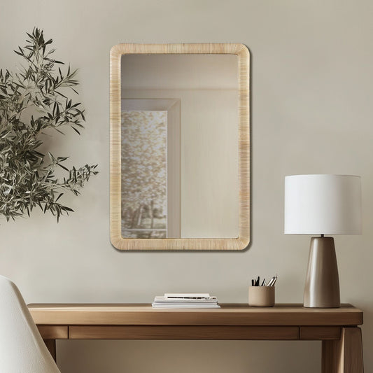 INK+IVY Natural Rattan Rectangle Wall Mirror
