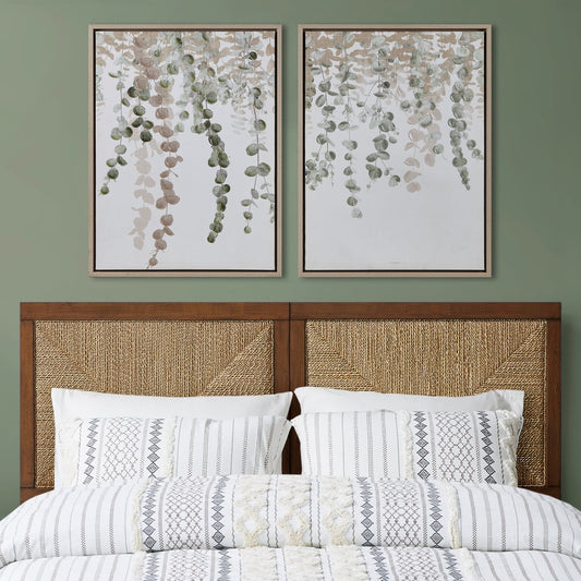 Botanical Waterfall Eucalyptus 2-piece Framed Canvas Wall Decor Set
