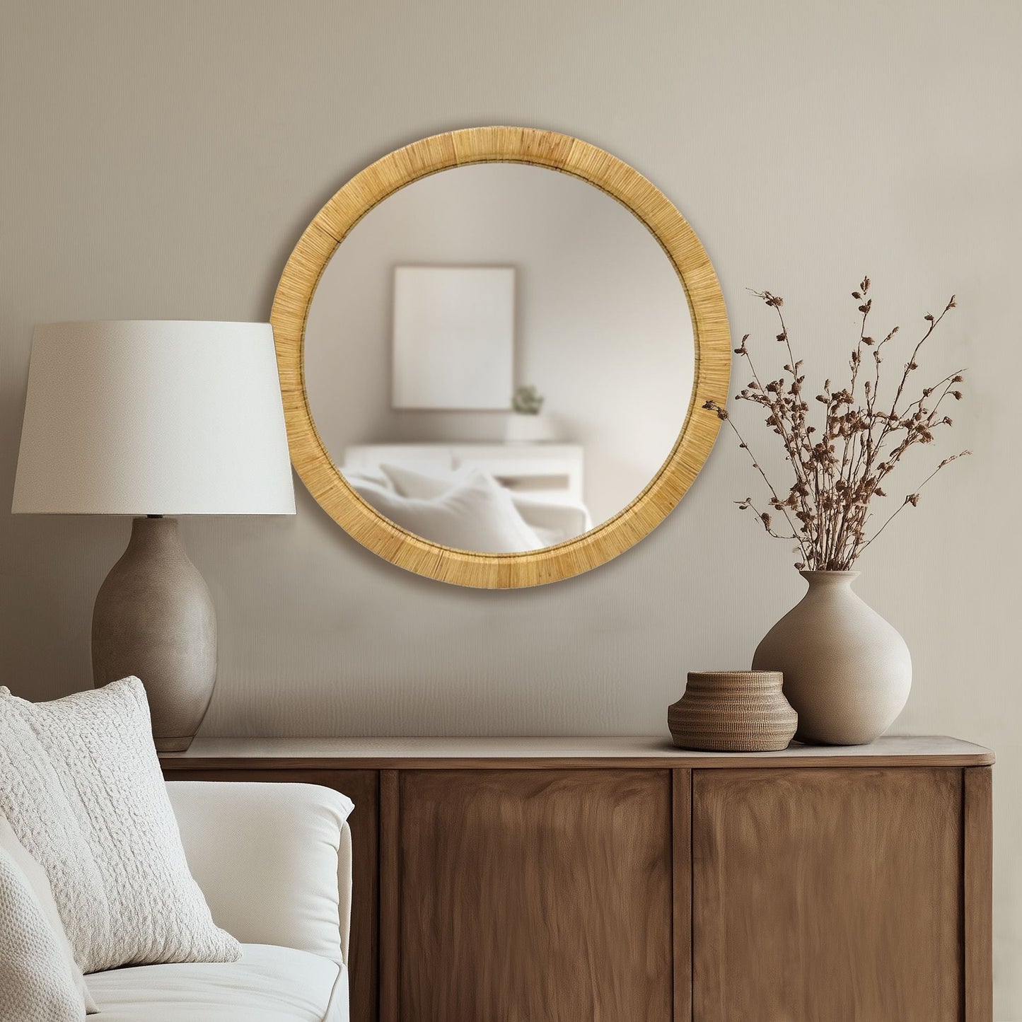 Nova Natural Rattan Arched Wall Mirror