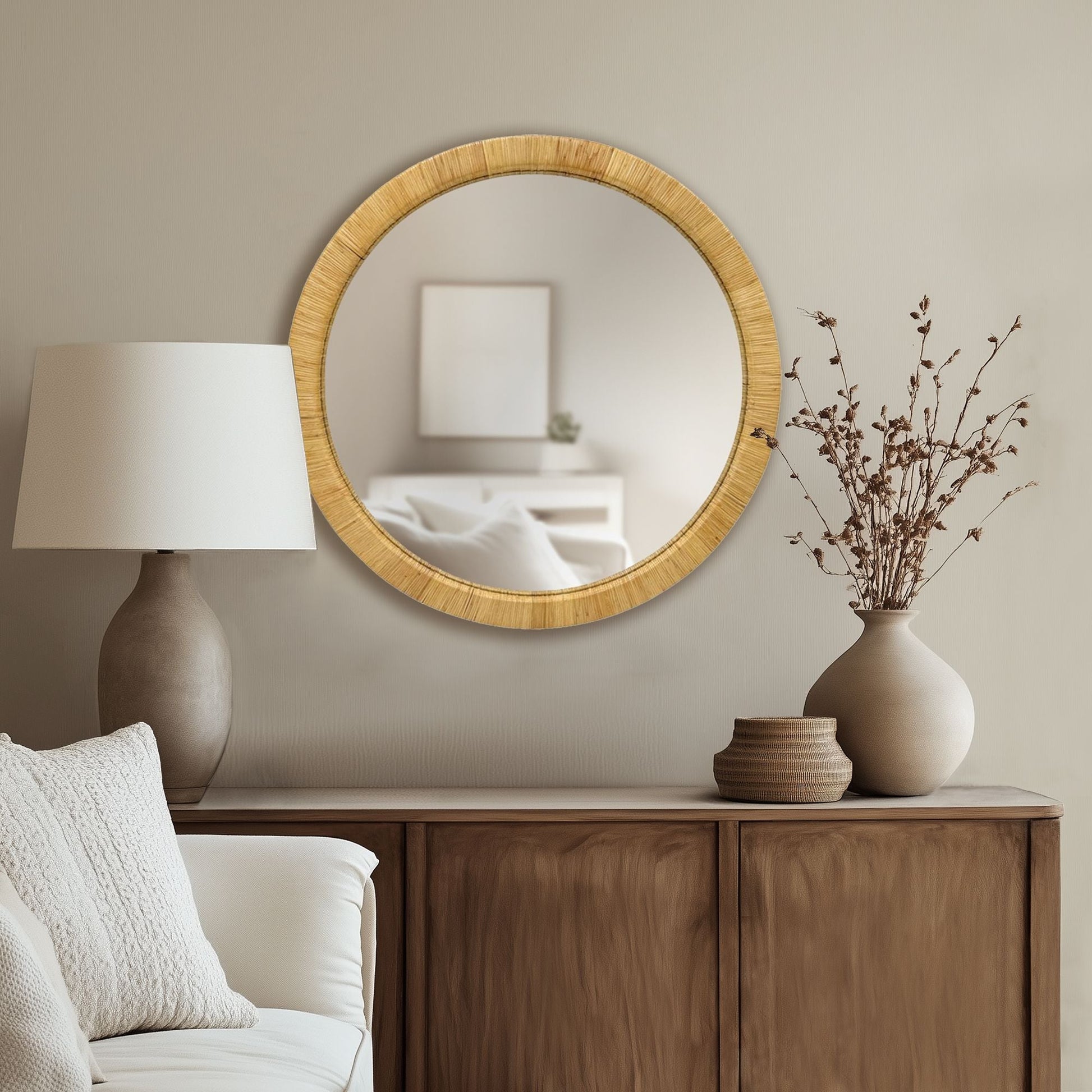 Nova Natural Rattan Arched Wall Mirror
