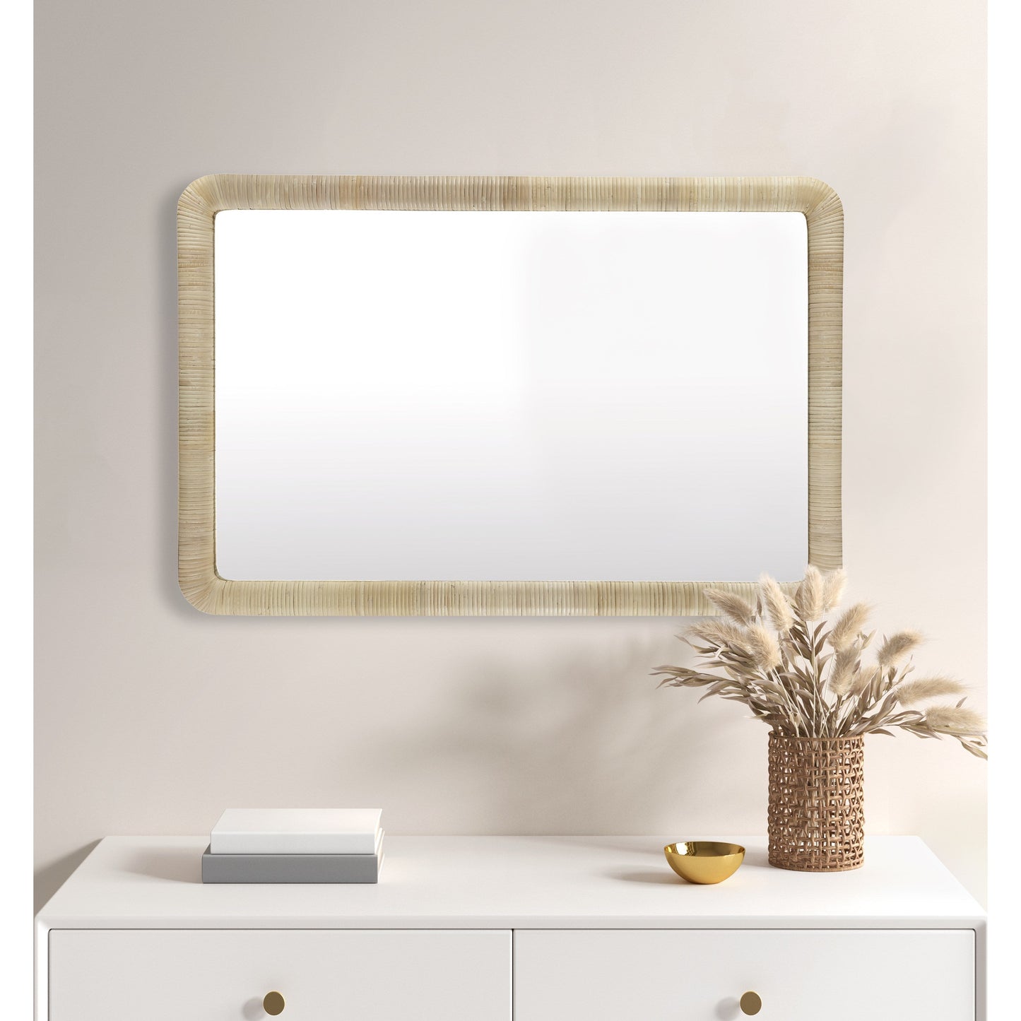 INK+IVY Natural Rattan Rectangle Wall Mirror