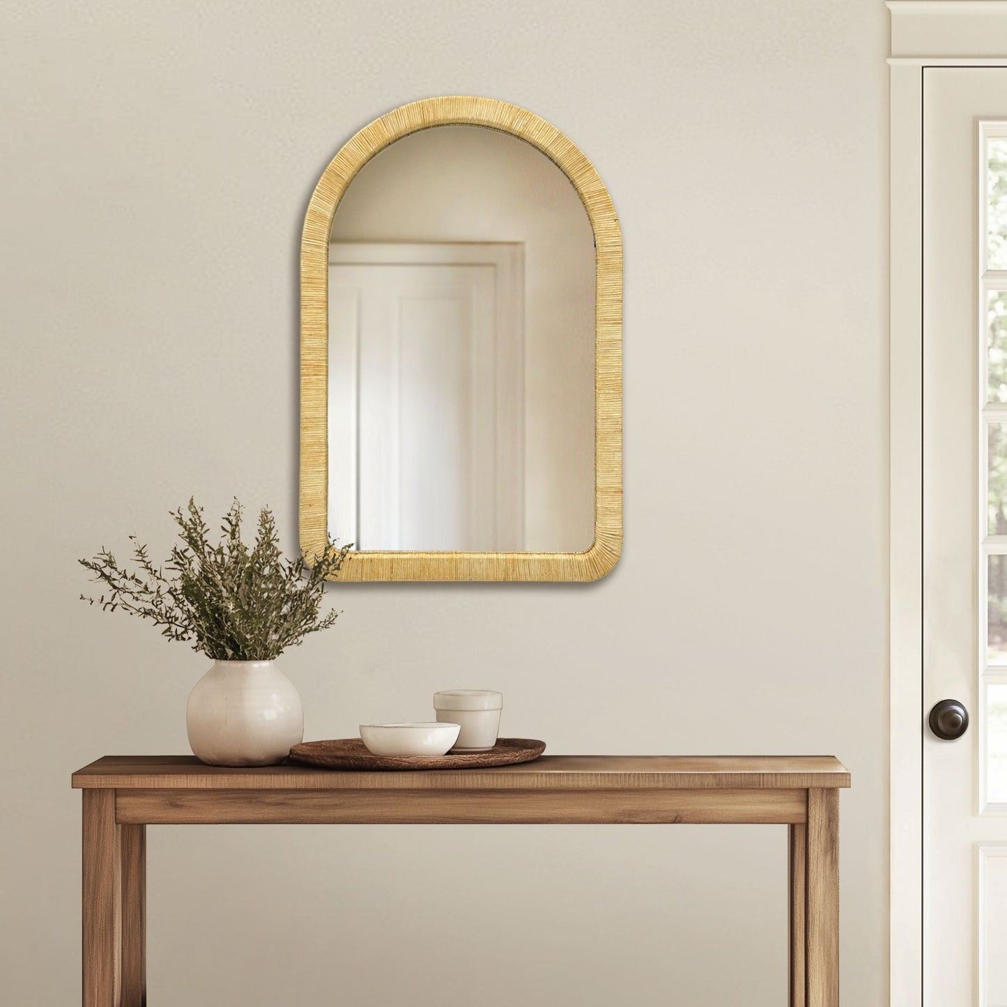 Nova Natural Rattan Arched Wall Mirror