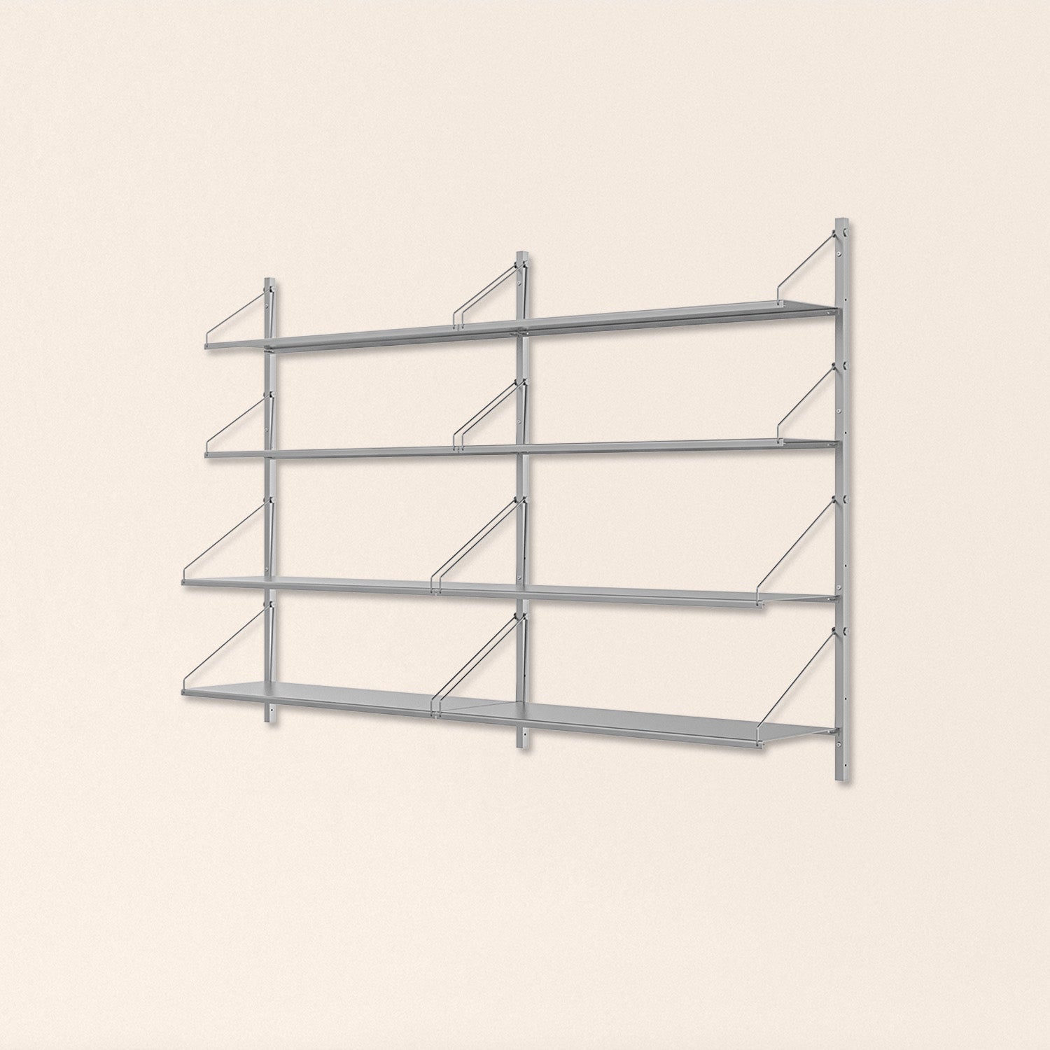 Goodee-Frama-Shelf Library Stainless Steel | Double Section - Size - 4 Shelves