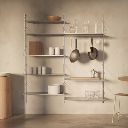 Goodee-Frama-Shelf Library Stainless Steel | Double Section - Size - 5 Shelves