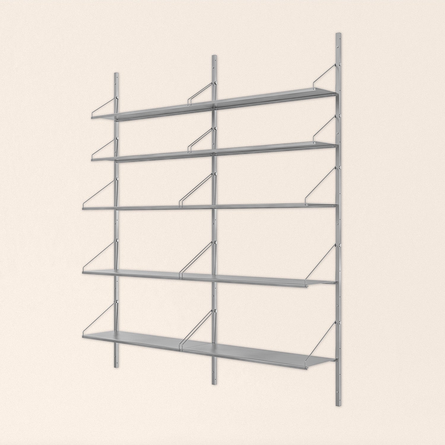 Goodee-Frama-Shelf Library Stainless Steel | Double Section - Size - 5 Shelves