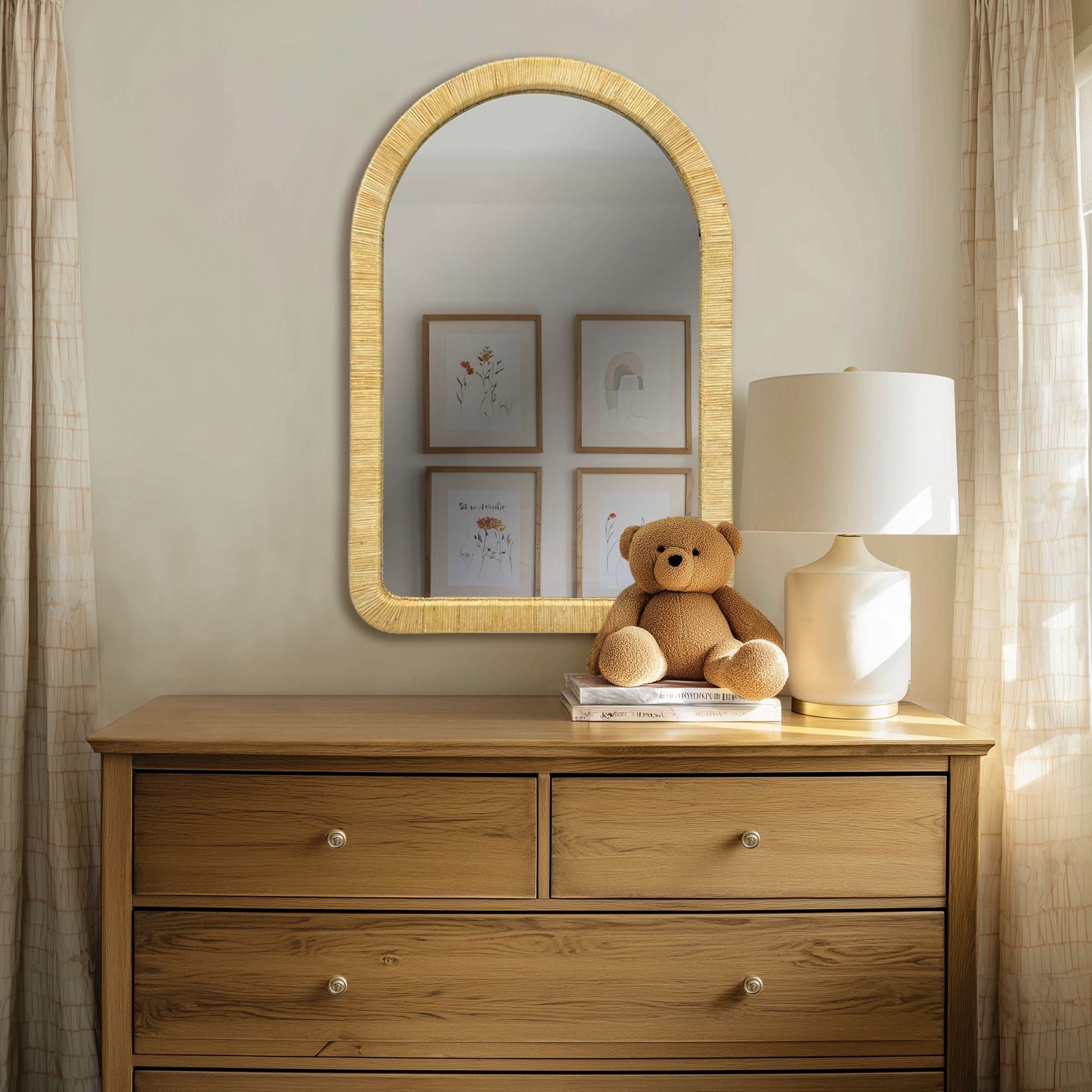 Nova Natural Rattan Arched Wall Mirror