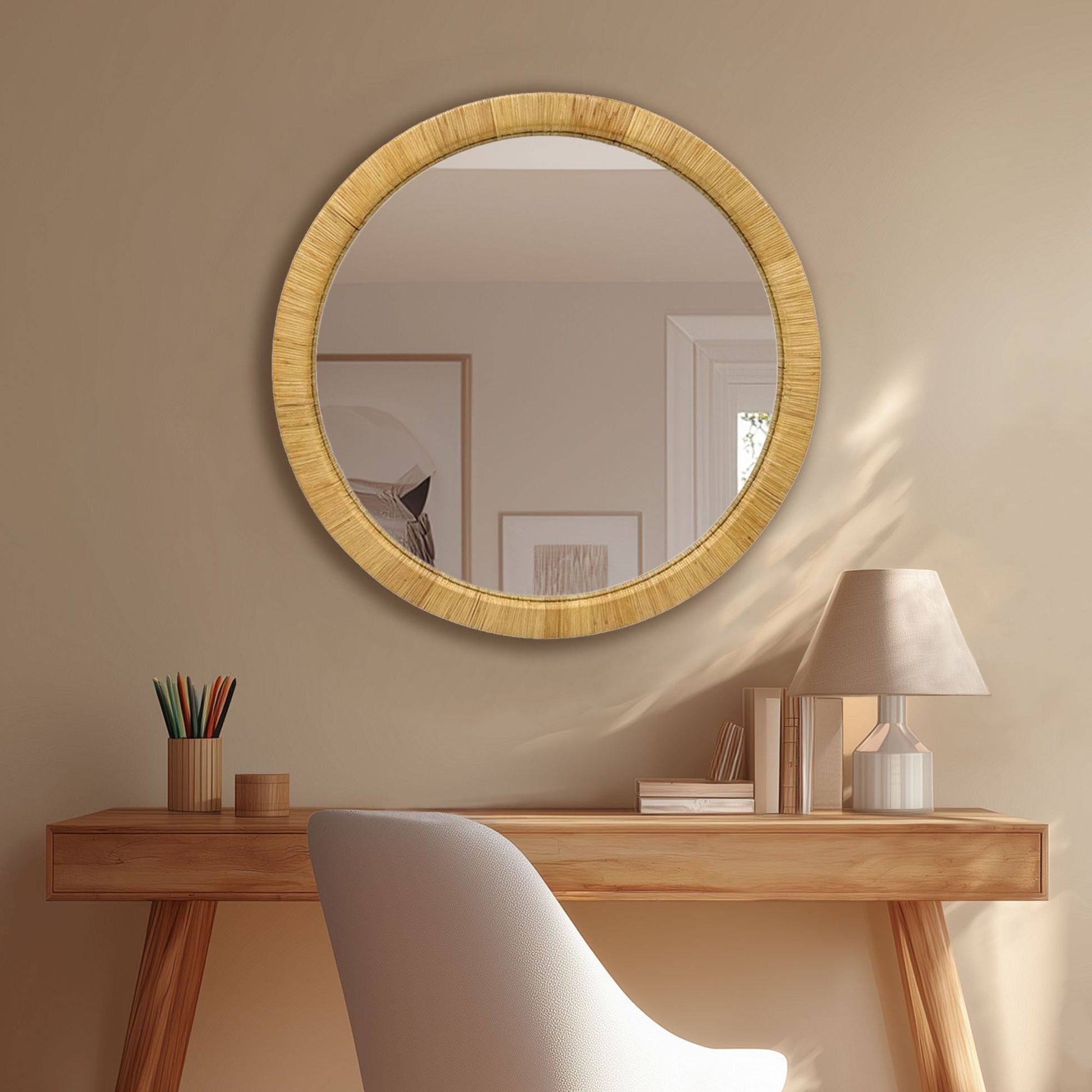 Nova Natural Rattan Arched Wall Mirror